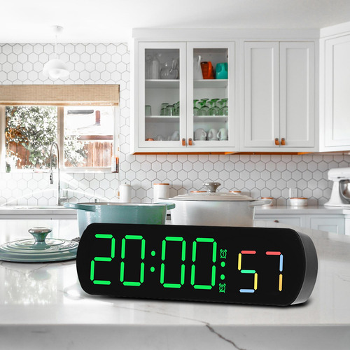 Reloj Electrónico De Escritorio, Reloj Negro Y Verde