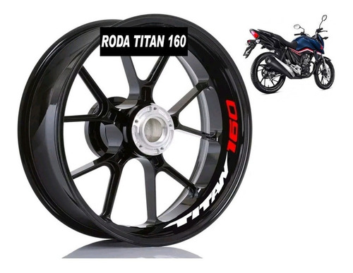 Adesivo Premium Interno Roda Moto Honda Titan 160 17 18 2019 Cor Branco com Vermelho