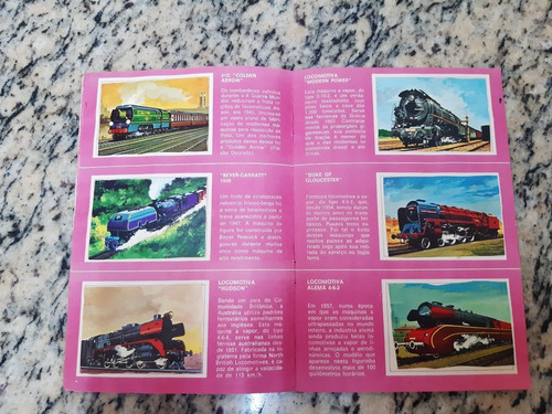Álbum E Figurinhas Locomotivas. Antigo Raro. Década 60 (Usado)