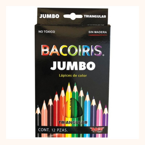 Lápices De Colores C/12 Triangular Jumbo Bacoiris Pack C/7