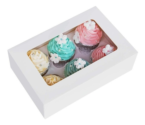 Pack 12 Cajas Con Visor Cajas Para Dulce Caja Para Cupcake