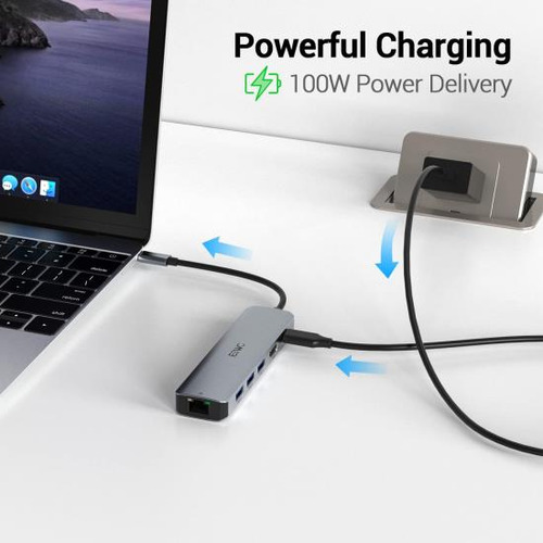 Jeswo Adaptador Multiport Usb C Con Rj45 4k Y Pd