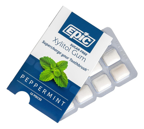 Epic Gum Sin Aspartame 100% Xylitol Menta Sin AzĂșcar 12 Pack