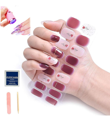 Kit Diy Nail Stickers Pegatinas De Uñas De Gel Semicurado A