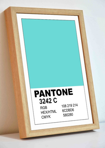 Cuadro De Color Pantone Turquesa Con Marco De 22x33 Cm