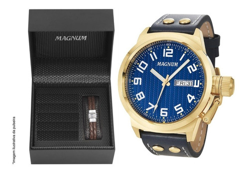 Relógio Magnum Masculino Military Ma32765a Dourado + Nota