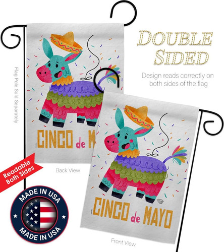 Ornament Collection Fiesta Of Mayo Garden Flag Set Soporte D