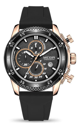Reloj deportivo Megir 2211 Quartz Chronograph para hombre, color negro