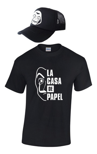 Combo Camiseta Gorra   La Casa De Papel Algodon 100% 