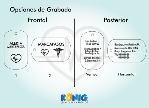Placa Medica Marcapasos Personalizada Gratis Con Láser, Cadena Bolitas De Regalo, Tipo Dogtag
