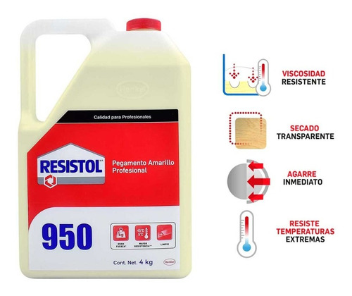 Pegamento Resistol 950 Amarillo Henkel 4 Kg