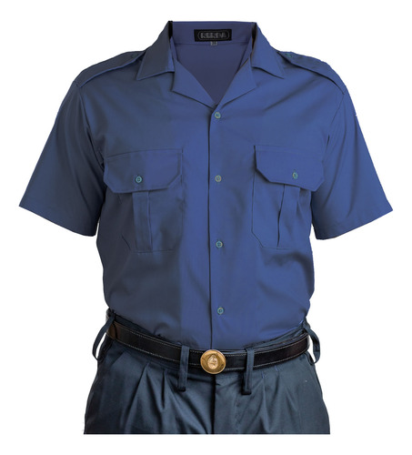 Camisa Manga Corta Policía Azul 34 Al 44 Uniforme Premium 