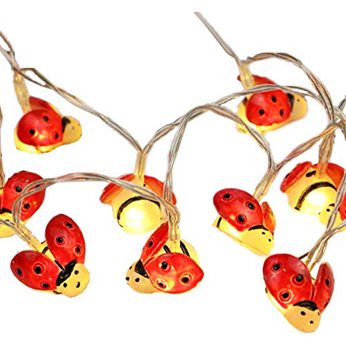 Guirnaldas Luminosas - Ladybugs Fairy String Lights, 20 Red 