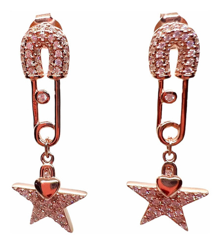 Imagen 2 de 5 de Aro Alfiler De Gancho Con Estrella De Plata Rose