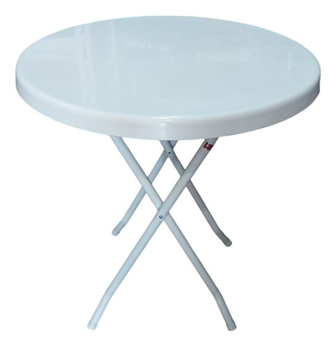 Mesa Plegable Bar Redonda Tapa Plástica Caño Plegable