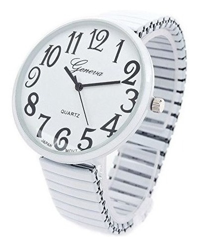 Reloj De Moda De Banda Elastica Blanca Super Grande - Envio 