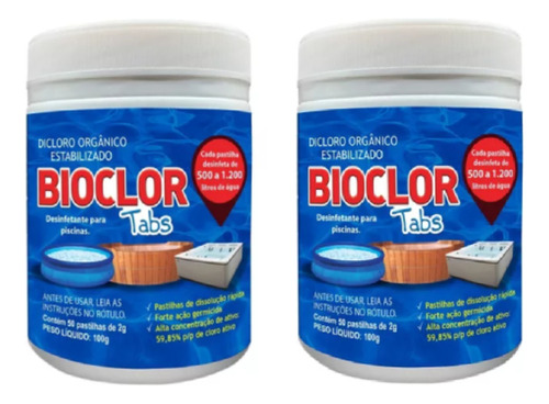 Clorin Bioclor Tabs 60 Pastilhas Piscina 8 Mil 12 Mil Litros