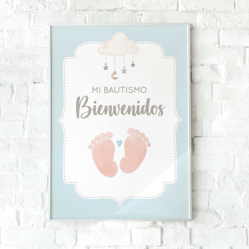Imagen 2 de 8 de Kit Imprimible Bautismo Baby Shower Bebé Piecitos Huellita