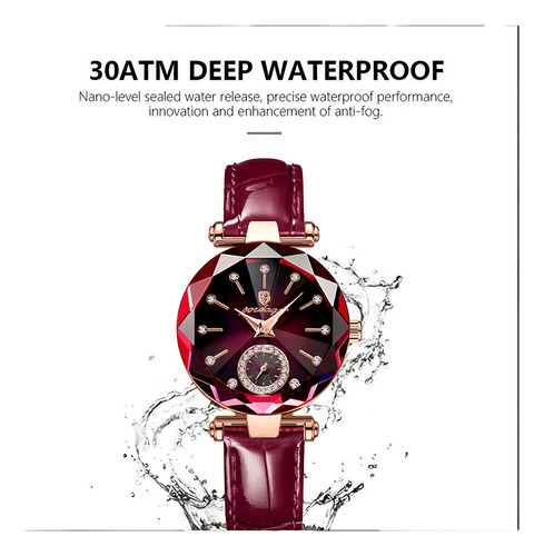 Reloj De Cuarzo De Cuero De Moda Impermeable Poedagar Color De La Correa Púrpura