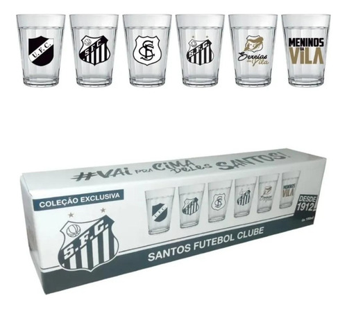 Conjunto Copo Americano Times Futebol Licenciado Kit 6 Peça Cor Santos