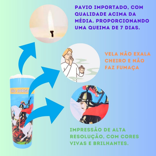 Vela 7 Dias Votiva São Jorge Azul 1 Unidade