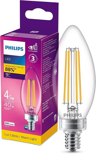 Foco Philips Led Classic B11 E14 Filamento Forma De Vela