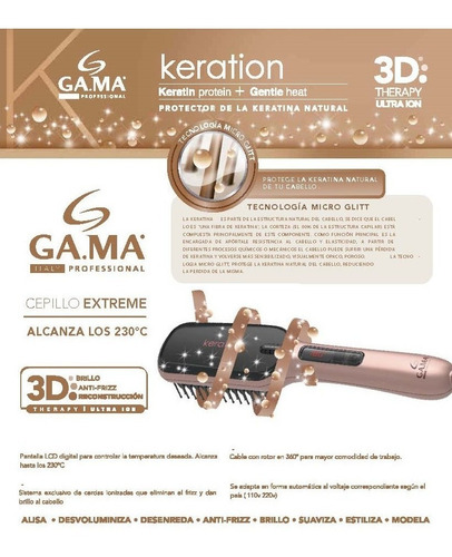 Cepillo Alisador Gama Extreme Keration Regulador Digital