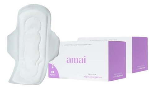 Absorvente Amai Regular Orgânico - Com Abas - 56 Unidades