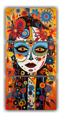 60x120cm Set 3 Telas Adorno Abstracto - Arte Popular Mexican