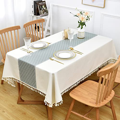 Mantel De Lino De Algodón Resistente Para Mesa Rectangular C
