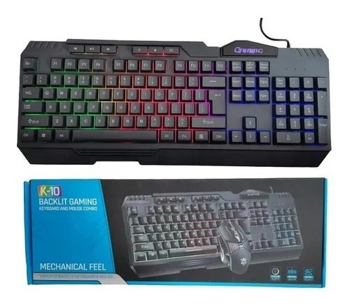 Teclado + Mouse Combo Gamer Rgb Iluminado Membrana 