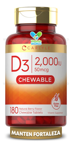 Carlyle Vitamina D3 2000 Ui Tabletas Masticables 180 Piezas.