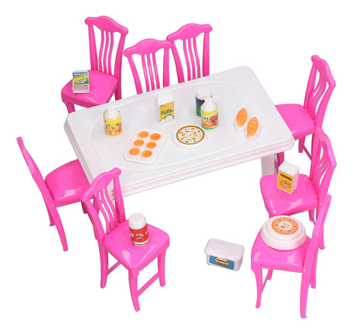 Juego De Mesa De Comedor Tipo Casa De Muñecas Para Niños Par