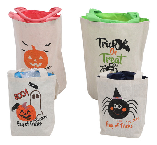 Bolsa De Lona Trick Or Treat, 4 Unidades, Caramelos Y Aperitivos Individuales