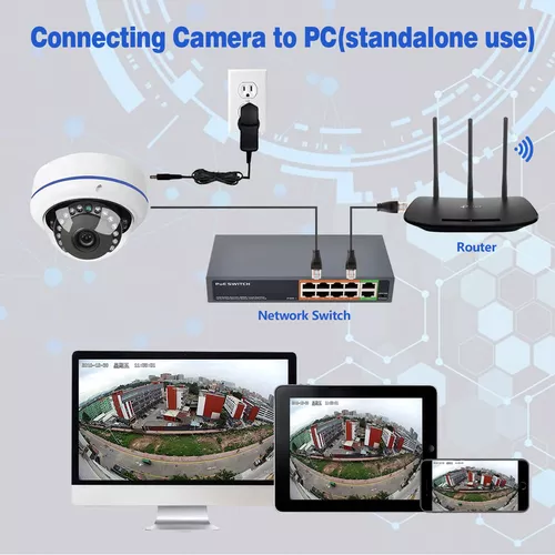 HD 5MP 4MP PoE IP 180 grados gran angular domo CCTV cámara de seguridad  0.067 in ojo de pez lente exterior/interior H.265 con micrófono/audio  visión