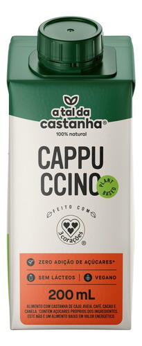 A Tal da Castanha Cappuccino bebida a base de castanha de caju caixa 200ml