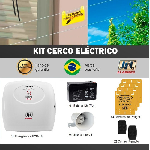 Kit Energizador / Alarma Cerco Eléctrico 1600mt Lineales Jfl
