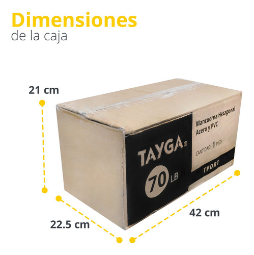 Mancuerna Hexagonal Caucho 70 Lb ( 31.5 Kg) Cross Gym 1 Pza Color Negro