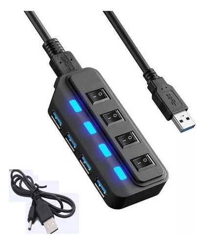 Hub Usb 3.0 Activo De 4 Puertos + Cable Usb Dc 5v Poder