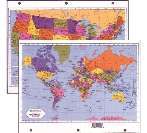 Separador De Mapa De Estados Unidos/mundo Laminado Dos ...