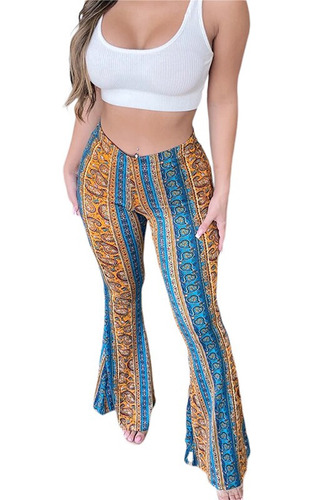 Pantalones Acampanados Boho Con Estampado Étnico Tribal Para