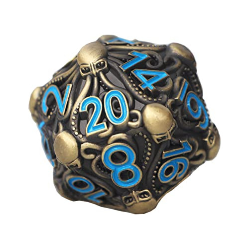 D20 Gigante De Metal Bronce Azul Para Call Of Cthulhu