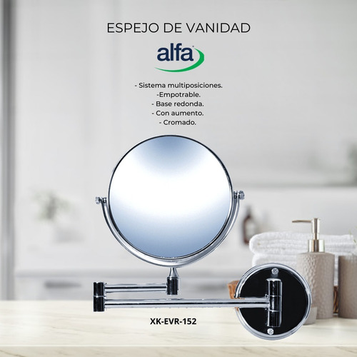 Imagen 2 de 6 de Espejo De Vanidad 6 Pulgadas Doble Cara Aumento Retráctil