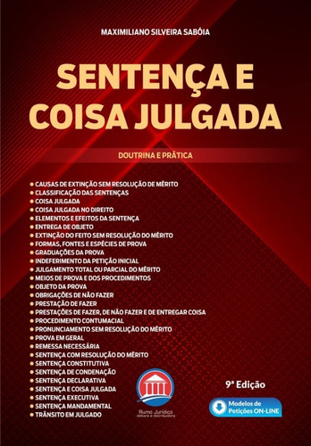 Sentença E Coisa Julgada 9ª Edição (2022) Rumo Juridico, De Maximiliano Silveira Saboia. Editora Rumo Jurídico, Capa Mole Em Português, 2022