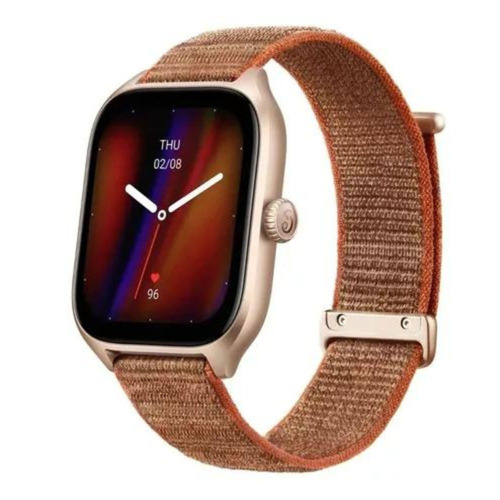 Smartwatch Amazfit Fashion GTS 4 1.75" caja black, malla autumn brown de nailon A2168