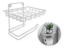 Comprar Porta Rollo Con Canasto Acero Blanco Para Baño Sanitarios