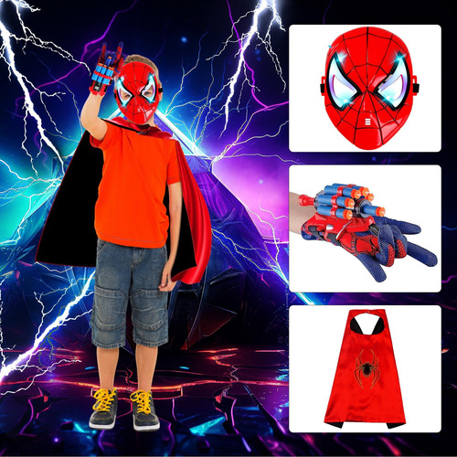 Lanzadores De Telarañas Deejacke Con Capa Y Máscara Led