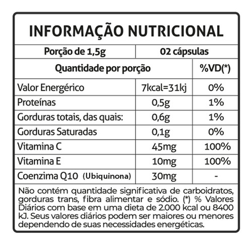 Imagem 3 de 3 de Coenzima Q10 + Colágeno Hidrolisado Vitaminas C E 60cps