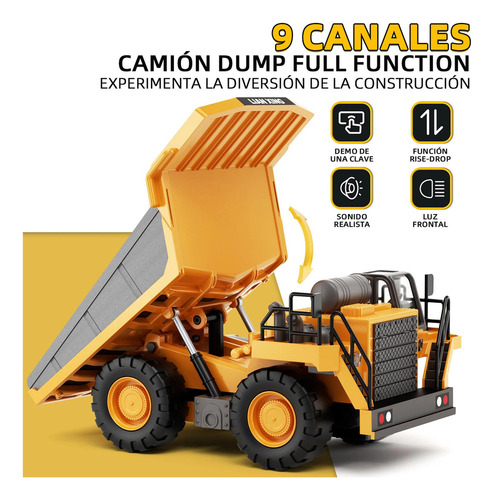 Rovtop 1:24 9ch Camión Coche Volquete Rc Vehículo De