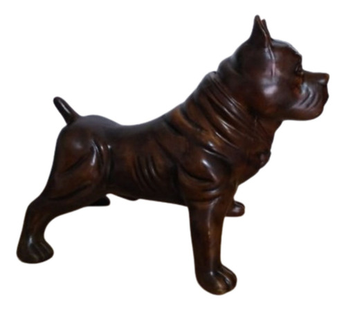 Adorno Perro Pitbull De Ceramica Marron